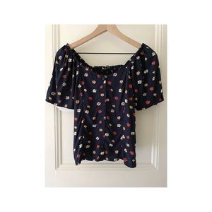 Madewell puff sleeve floral shirt, size xs.